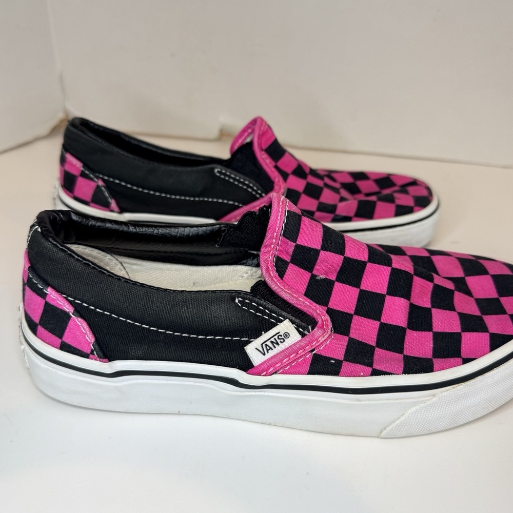VANS Classic Slip On Checkerboard Black Pink Kids Size 4 Women 5.5 Magenta Skate - Picture 6 of 14